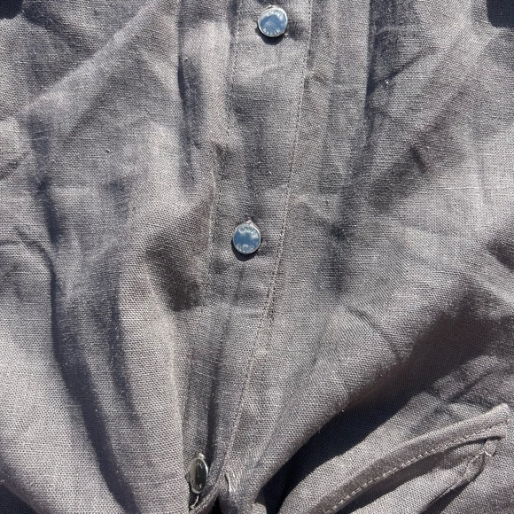 Anne Klein Gray Button-Up Blouse with collar - Picture 4 of 7